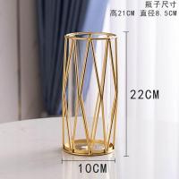 菱形金色铁艺储水花瓶(小号) 北欧简约风格创意花瓶家居客厅插花电视柜餐桌装饰品轻奢花艺摆件