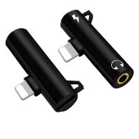 经典版[黑色]圆扁 苹果8耳机转接头3.5mm音频转换器iphone7plus听歌线控转接线X充电
