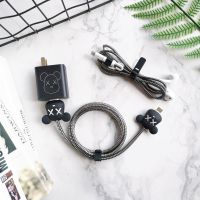 黑色暴力熊 华为mate40/P40pro/nova7se荣耀V30数据线保护套手机充电器保护线