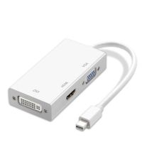 白色 迷你DP转hdmi+vga+dvi 雷电迷你MINI DP线转HDMI/VGA//DVI苹果笔记本电脑转换器MAC