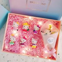 6草帽4cm+粉花束/渐变盒22cm 凯蒂猫公仔礼盒装玩偶摆件生日礼物玩具盲盒送女生女友创意手办kt