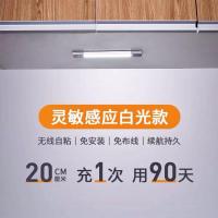 薄款人体感应白光20厘米[银色] 超薄智能人体感应灯带条玄关无线充电过道长条衣柜橱柜厨房小夜灯