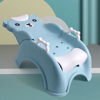 蓝色 儿童洗头躺椅可折叠宝宝洗头神器家用大号婴儿小孩坐洗发洗头床凳