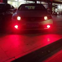 暗亮普通【红色】常亮 H11 汽车前雾灯超亮H11 9006 881 H3 H8改装双色爆闪LED防雾灯灯泡