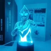 奥特曼半身 七彩黑色触摸 迪迦奥特曼3D小夜灯立体LED儿童床头睡眠灯