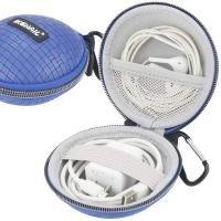 蓝色 直径100 * 高度60 mm 数据线收纳包 充电线收纳包 手机充电器耳机U盘硬壳收纳包小随身