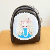 黑色女孩 韩版卡通小女孩零钱包迷你创意小书包卡包硬币包耳机小包包收纳包