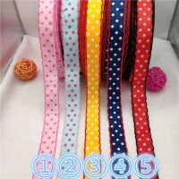 1.圆点 粉色 5米 25mm勾边圆点 印点螺纹带DIY手工发饰材料发夹蝴蝶结丝带制作配件