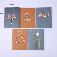 木雕生日5张 圣诞木雕贴件韩国创意贺卡小卡片生日贺卡高档祝福感谢情人节留言