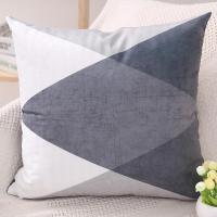 灰白拼接 45x45cm枕套不含芯 北欧简约黑白双面抱枕套几何灰色时尚正方形靠垫汽车沙发客厅靠枕