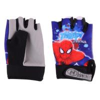 蓝蜘蛛侠 S 儿童手套半手指男孩女公主夏天动画蜘蛛侠露指防滑速干透气骑行车