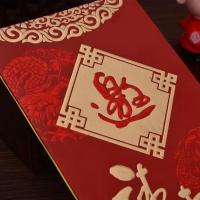 个性中国风晚会复古风元旦v商务请柬邀请函订制年会对折式学生。