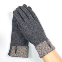 灰色 均码 冬季保暖手套秋冬羊毛手套女春秋单层薄款触摸屏分指女士手套晨练