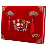 嘉宾礼簿横款(植绒) 用品礼簿签到簿通用婚礼礼金婚庆满月喜事记账本大气人情提名册