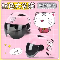 粉大头猫 均码 儿童电动电瓶车头盔灰男孩女孩宝宝夏季四季通用可爱夏天安全帽