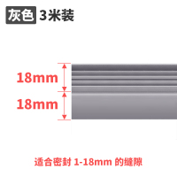 灰色 中厚款 36mm 长3米 封玻璃门门入户门门缝门底密封条挡风神器保暖卫生间防风条窗隔音