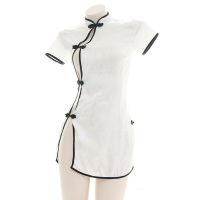 白色 均码 半开小心机旗袍太性感了~旗袍连衣裙睡衣私房写真内衣家居服