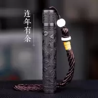 黑檀木-升级款-年年有余 吹一吹黑檀木打火机充电送男友个性创意防风电子点烟器复古火折子