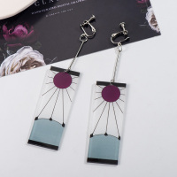 炭治郎A款耳夹 鬼灭之刃耳钉灶门炭治郎耳环动漫和风耳饰昭和复古耳夹无耳洞耳坠