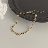 金色格子链 简约方格链项链女ins潮嘻哈短款颈链小众设计ins冷淡风锁骨链夏