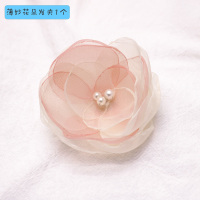 藕粉色 韩国儿童发夹女童头饰超仙网纱花朵发卡公主刘海夹子宝宝边夹发饰