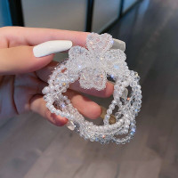 四叶草手链发圈两用款 蝴蝶水晶手链发绳两用弹力绳手串气质丸子头发饰学生闺蜜饰品女