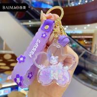 入油樱花独角兽-紫色 卡通亚克力樱花入油漂浮独角兽钥匙扣女可爱创意情侣钥匙链包挂件