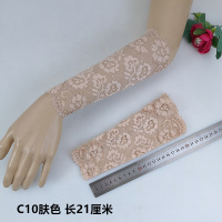 肤色 C10款 长21cm一双 M 肤色保暖防晒遮疤痕纹身蕾丝护腕袖套手腕套手臂套手套女士假袖子
