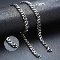 7mmSilver new Basic Punk Stainless Steel Necklace for Men Wo