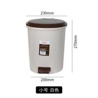 小号(3046)灰白 禧天龙塑料翻盖垃圾桶脚踏式封闭式圆形垃圾筒办公室家庭卫生间桶