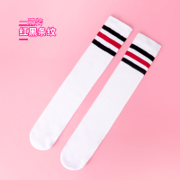[1双]红黑条纹 过膝S码(建议身高90-105厘米,1-3岁) 儿童长筒袜夏季薄款学生舞蹈袜子男童足球袜女童春秋季白色