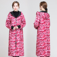男女同款玫红迷彩-L[建议90-120斤] 冬季罩衣大人女加长羽绒服防水加绒保暖大褂时尚外套护衣男工作服