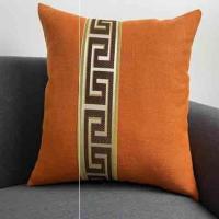 45*45厘米(单独套子)东方古韵- 橘黄 沙发靠垫抱枕大尺寸中式棉麻沙发抱枕现在简约靠垫汽车沙发靠垫靠