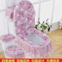 四季通用马桶三件套蕾丝布艺拉链式马桶垫坐垫坐便垫套圈欧式罩