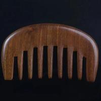 圆形黑金檀 长柄宽齿檀木按摩梳子经络梳头部颈部全身按摩梳子防脱发卷发家用