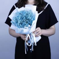 蓝色满天星款(无手提袋无灯串) 满天星干花花束香皂玫瑰手捧花礼袋送闺蜜女朋友生日情人节礼物