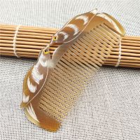 鸳鸯梳 鸳鸯牛角梳子送女孩生小巧便携儿童用防脱发经络短宝宝油发梳礼物