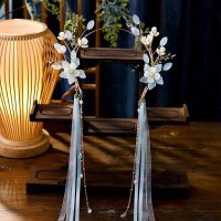 琉璃花神头冠 圣母冠古风头饰发冠儿童懒人发箍超仙流苏步摇原创汉服飘带发饰品