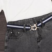 蓝白 百搭女士弹力松紧帆布牛仔裤装饰裤带懒人腰带皮带配连衣裙子收腰