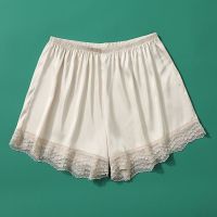 21008香槟杏 均码 80-130斤 桑蚕丝安全裤女防走光可外穿夏季打底裤薄款蕾丝女生冰丝短裤睡裤