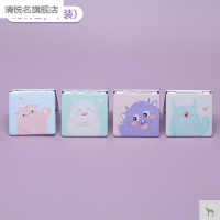 方形-小怪兽[随机颜色1个装] 折叠双面镜手持化妆镜随身便携可爱迷你小雏菊镜子学生宿舍小圆镜