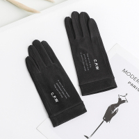 黑色 均码 手套女士薄款弹力触屏春秋季五指保暖德绒秋冬季骑车防寒冬天韩版