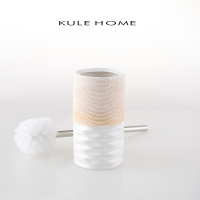 卡其色雪点马桶刷 KULE HOME 马桶刷架套装创意卫生间清洁陶瓷长柄免打孔洗厕所刷子