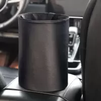 黑色 可折叠车载垃圾桶汽车内多功能车用车上防水皮革挂式清洁收纳用品