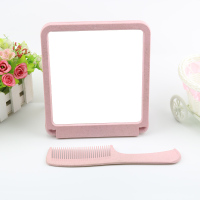 粉红色 欧式简约台式化妆镜两用镜浴室梳妆镜挂式桌面宿舍镜子家用公主镜