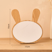 兔耳款(加厚高清镜面) 镜子办公室化妆桌面镜台式木质女小号家用梳妆台学生宿舍卧室旋转