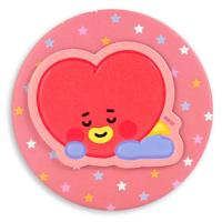 Q版粘贴皮质圆形镜子-TATA BT21周边随身携带手持化妆镜便携圆形小镜子女可爱bts防弹少年团