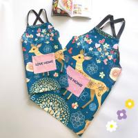 麋鹿款（儿童110-140CM） 北欧ins男女家用厨房围裙背带式防油污棉麻大人围兜亲子洗碗罩衣