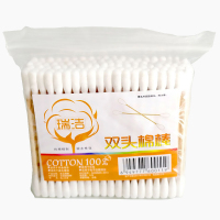 100根 双头棉签棉棒一次性掏耳朵棉花签化妆清洁木棒棉球棉花棒