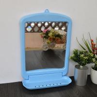 粉蓝绿三色随机发(高32CM 宽23CM) 其他 梳妆浴室壁挂镜镜墙带置镜子镜子家用化妆鸿顺洗手间塑料物架